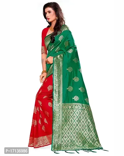 Stylish Art Silk Green Woven Design Saree with Blouse piece-thumb2