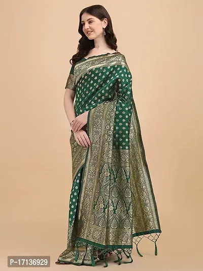 Stylish Art Silk Green Woven Design Saree with Blouse piece-thumb0