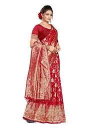 Stylish Art Silk Red Woven Design Saree with Blouse piece-thumb3