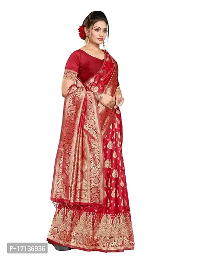 Stylish Art Silk Red Woven Design Saree with Blouse piece-thumb4