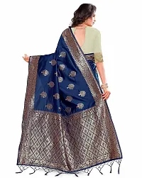 Stylish Art Silk Blue Woven Design Saree with Blouse piece-thumb2