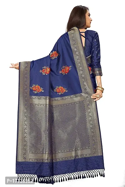 Stylish Art Silk Blue Woven Design Saree with Blouse piece-thumb3