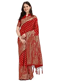 Stylish Art Silk Red Woven Design Saree with Blouse piece-thumb1