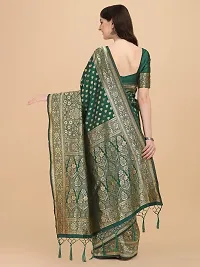 PANCHAAMRIT Women's Banarasi Silk Blend Saree With Blouse Piece (NT58Z_bgreen_Green)-thumb2