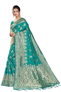 Panchaamrit Women's Soft Kota Chanderi Silk Blend Jacquard Woven Saree with Unstitched Blouse Piece | Lichi Silk Saree with Soft Golden Zari Work (Light Green)-thumb4