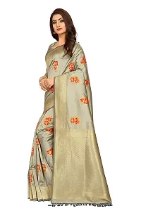 Stylish Art Silk Cream Woven Design Saree with Blouse piece-thumb1