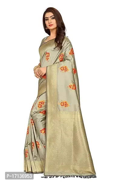 Stylish Art Silk Cream Woven Design Saree with Blouse piece-thumb2