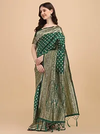 PANCHAAMRIT Women's Banarasi Silk Blend Saree With Blouse Piece (NT58Z_bgreen_Green)-thumb1