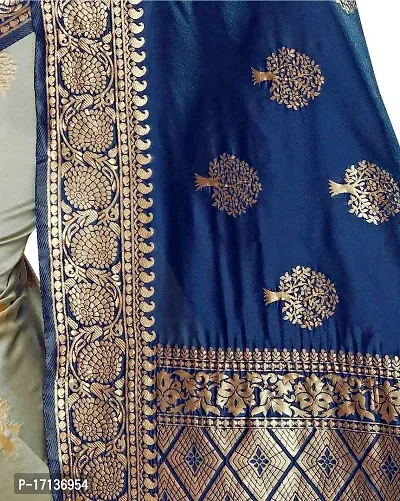 Stylish Art Silk Blue Woven Design Saree with Blouse piece-thumb4