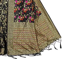NITYA Women's Banarasi Art Silk Saree With Unstitched Blouse Piece (NT-15.001.04_Black)-thumb4