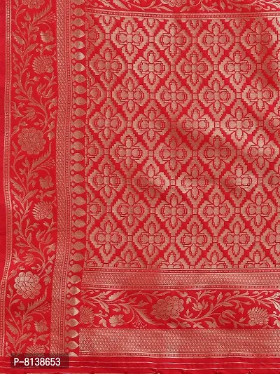 Panchaamrit Banarasi Paisley Design Silk Blend Saree With Unstitched Blouse Piece - Red-thumb4