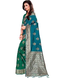 Stylish Art Silk Blue Woven Design Saree with Blouse piece-thumb1