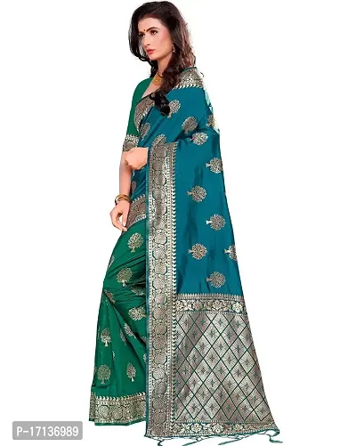 Stylish Art Silk Blue Woven Design Saree with Blouse piece-thumb2