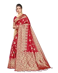 Stylish Art Silk Red Woven Design Saree with Blouse piece-thumb1