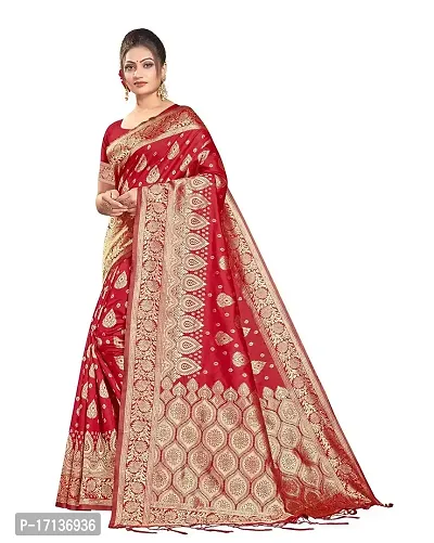 Stylish Art Silk Red Woven Design Saree with Blouse piece-thumb2