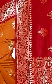 NITYA Women's Banarasi Silk Half and Half Pattern Saree with Blouse Piece (Red)-thumb3