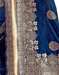 Stylish Art Silk Blue Woven Design Saree with Blouse piece-thumb3