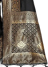 NITYA Women's  Girl's Banarasi Silk Blend Saree With Blouse Piece (NT98_Black)-thumb2