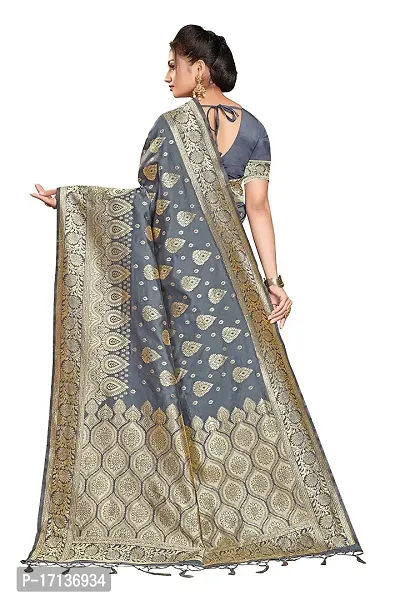 Stylish Art Silk Grey Woven Design Saree with Blouse piece-thumb3