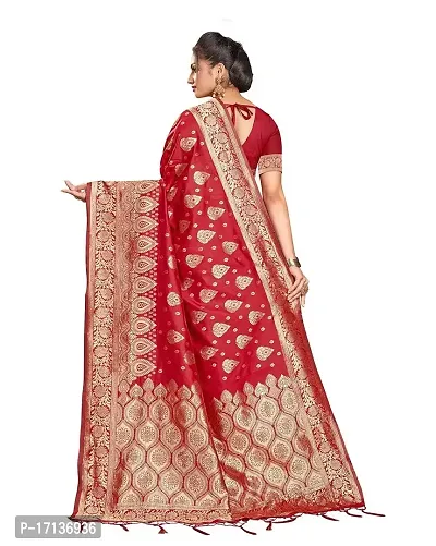 Stylish Art Silk Red Woven Design Saree with Blouse piece-thumb3