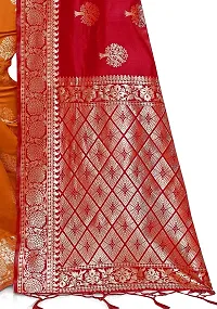 NITYA Women's Banarasi Silk Half and Half Pattern Saree with Blouse Piece (Red)-thumb2