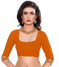 NITYA Women's Banarasi Silk Half and Half Pattern Saree with Blouse Piece (Red)-thumb4