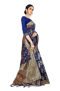 Stylish Art Silk Blue Woven Design Saree with Blouse piece-thumb1