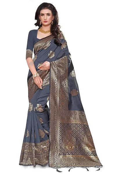 Panchaamrit Soft Kota Chanderi Silk Blend Jacqaurd Woven Saree with Unstitched Blouse Piece| Lichi Silk Saree with Soft Golden Zari Work