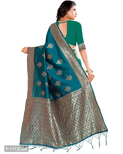 Stylish Art Silk Blue Woven Design Saree with Blouse piece-thumb3