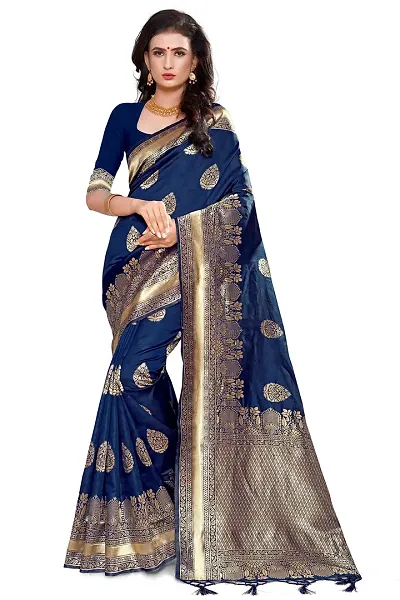 Nitya Soft Kota Kanjivaram Silk Blend Jacqaurd Woven Saree with Unstitched Blouse Piece| Lichi Silk Saree with Soft Golden Zari Work