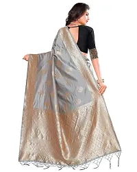 Stylish Art Silk Grey Woven Design Saree with Blouse piece-thumb1