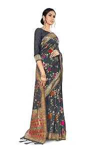 Stylish Art Silk Grey Woven Design Saree with Blouse piece-thumb1