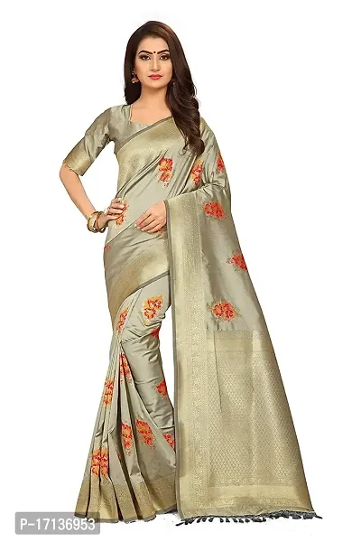 Stylish Art Silk Cream Woven Design Saree with Blouse piece-thumb0