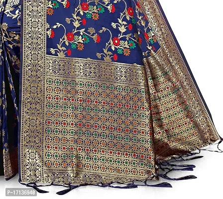 Stylish Art Silk Blue Woven Design Saree with Blouse piece-thumb4