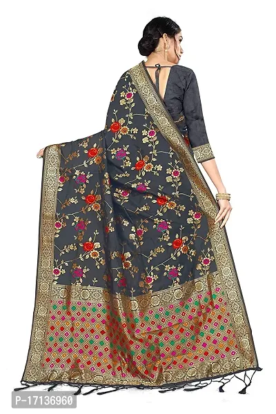 Stylish Art Silk Grey Woven Design Saree with Blouse piece-thumb3