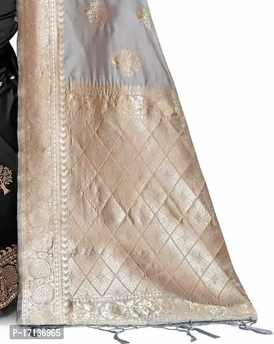 Stylish Art Silk Grey Woven Design Saree with Blouse piece-thumb3