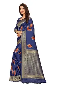 Stylish Art Silk Blue Woven Design Saree with Blouse piece-thumb1