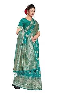 Stylish Art Silk Sea Green Woven Design Saree with Blouse piece-thumb3