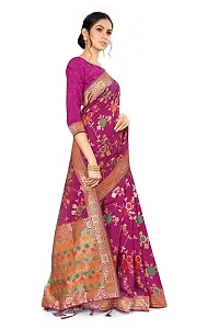 NITYA Women's Banarasi Art Silk Saree With Blouse (NT-32.001.03_Wine)-thumb1