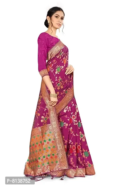 NITYA Women's Banarasi Art Silk Saree With Blouse (NT-32.001.03_Wine)-thumb2