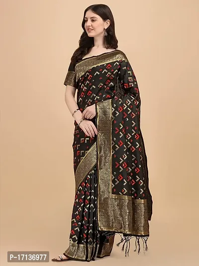 Stylish Art Silk Black Woven Design Saree with Blouse piece