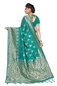 Stylish Art Silk Sea Green Woven Design Saree with Blouse piece-thumb1