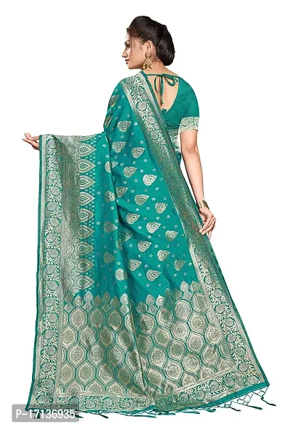 Stylish Art Silk Sea Green Woven Design Saree with Blouse piece-thumb2