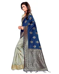 Stylish Art Silk Blue Woven Design Saree with Blouse piece-thumb1