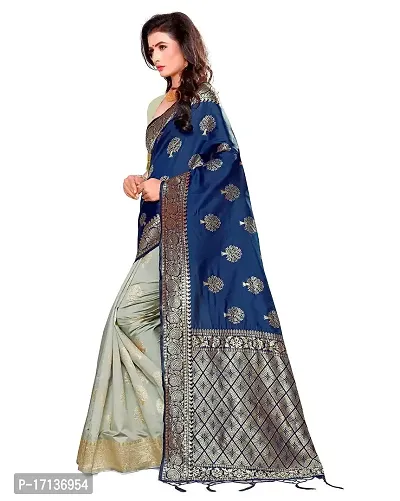 Stylish Art Silk Blue Woven Design Saree with Blouse piece-thumb2