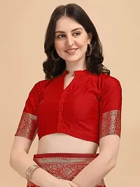 Stylish Art Silk Red Woven Design Saree with Blouse piece-thumb4