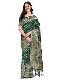 Stylish Art Silk Green Woven Design Saree with Blouse piece-thumb1