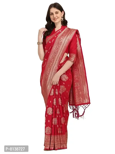 Panchaamrit Banarasi Paisley Design Silk Blend Saree With Unstitched Blouse Piece -RED