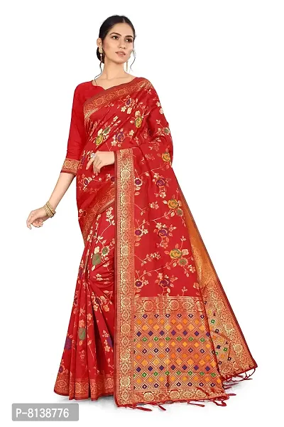 NITYA Women's Banarasi Art Silk Saree With Blouse (NT-32.001.05_Red)