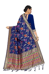 NITYA Women's Banarasi Art Silk Saree With Blouse (NT-32.001.01_Navy Blue)-thumb2